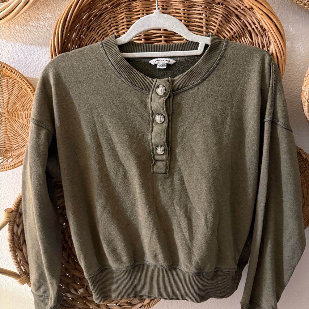 American Eagle Outfitters Olive Green Crew Neck Sweater